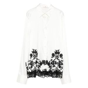ERMANNO SCERVINO Women's Elegant Sheer Blouse with Lace Embellishments Women